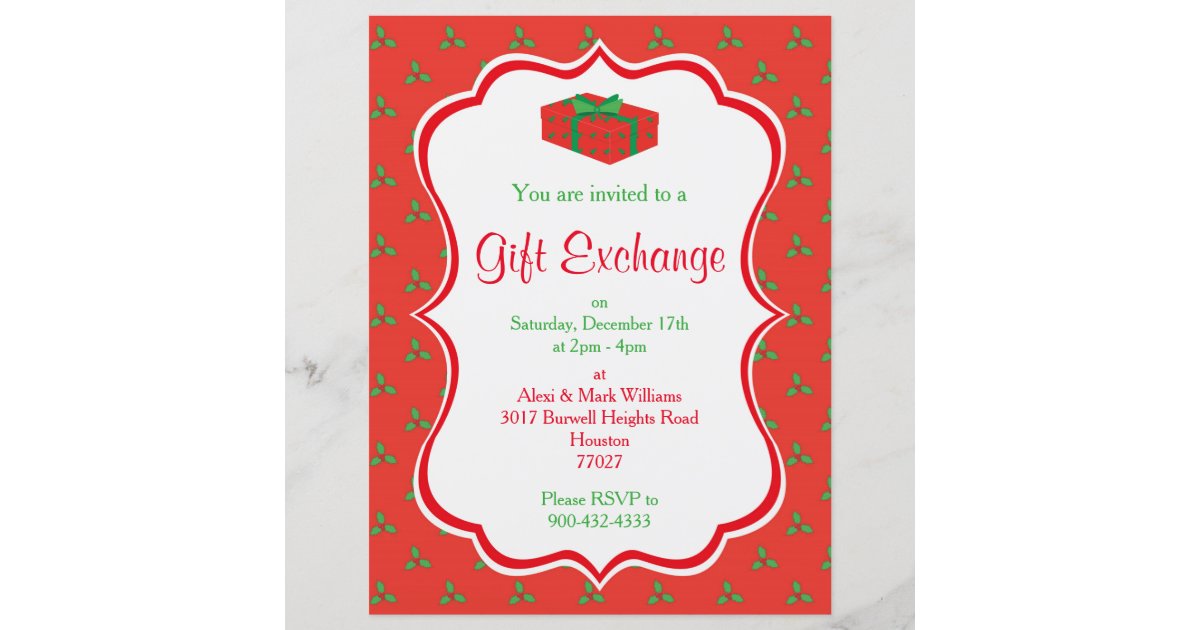 Christmas Gift Exchange Invitation Zazzle