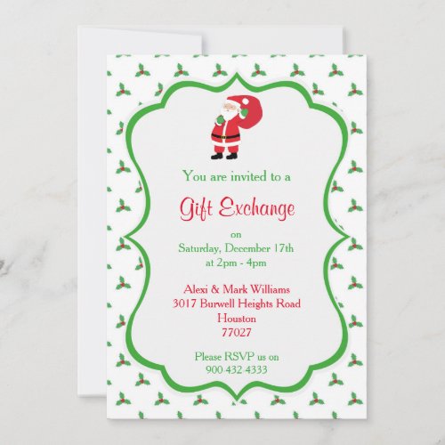 Christmas Gift Exchange Invitations_Santa Graphic Invitation