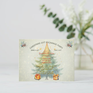 Christmas Gift Exchange Party Invitation Postcard