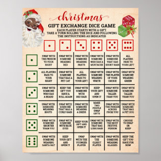Christmas Gift Exchange Roll Dice Game Sign