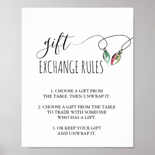 Christmas Gift Exchange Rules Sign | Zazzle.com