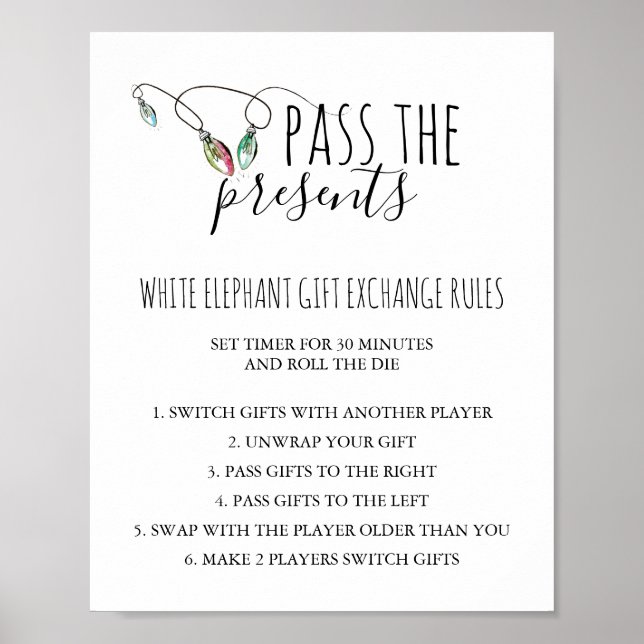 Christmas Gift Exchange Rules Sign (Front)