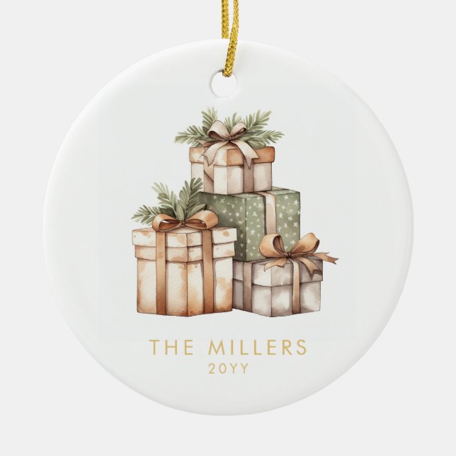 Christmas Gift Exchange White Elephant Ceramic Ornament (Front)