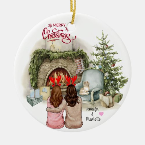 Christmas Gift for Besties Ceramic Ornament