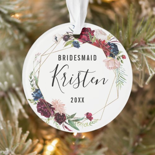 Christmas Gift for Bridesmaid  Bridesmaid Ornament