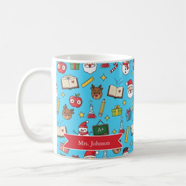 Christmas Gift For School Teacher Personalized Coffee Mug (Left)