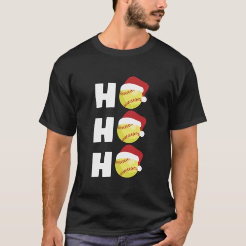 Christmas Gift For Softball Player Coach Ho Ho Ho T_Shirt
