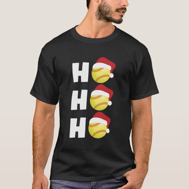 Christmas Gift For Softball Player Coach 'Ho Ho Ho T-Shirt (Front)