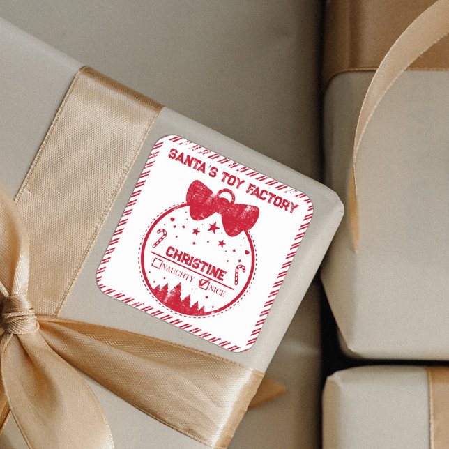Christmas Gift From Santa Nice List Delivery Squar Square Sticker (Creator Uploaded)