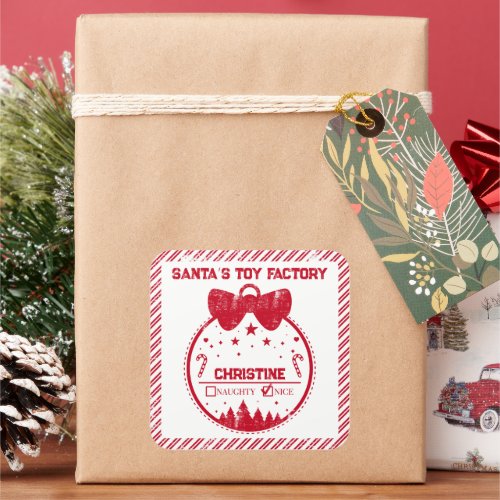 Christmas Gift From Santa Nice List Delivery Squar Square Sticker