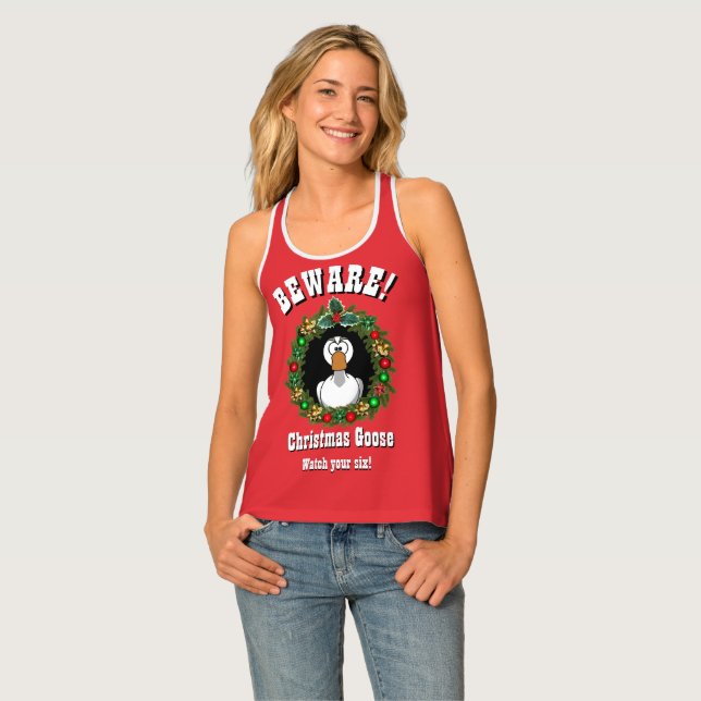 Christmas Gift Funny Novelty CHRISTMAS GOOSE Women Tank Top (Front Full)