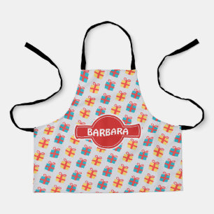 Christmas Gift Grey Orange Minimal Pattern Apron