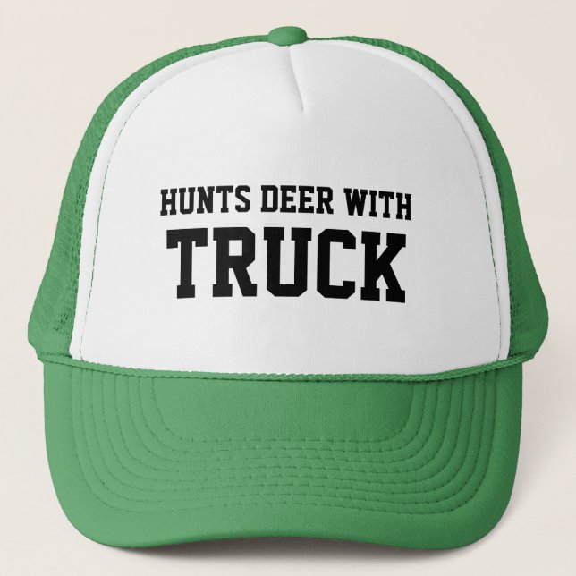 CHRISTMAS Gift Idea Baseball HUNT DEER WITH TRUCK  Trucker Hat (Front)