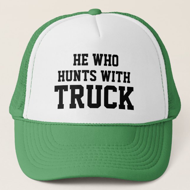 CHRISTMAS Gift Idea Baseball HUNTS WITH TRUCK Truc Trucker Hat (Front)