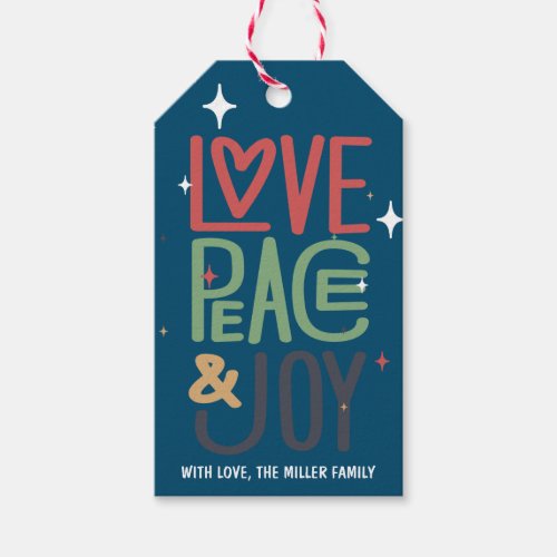 Christmas Gift Ideas Kraft Love Peace and Joy Gift Tags