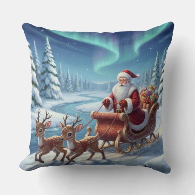 Christmas Gift Journey Throw Pillow (Front)