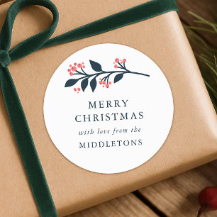 Christmas Gift Label Berry Botanical Stickers