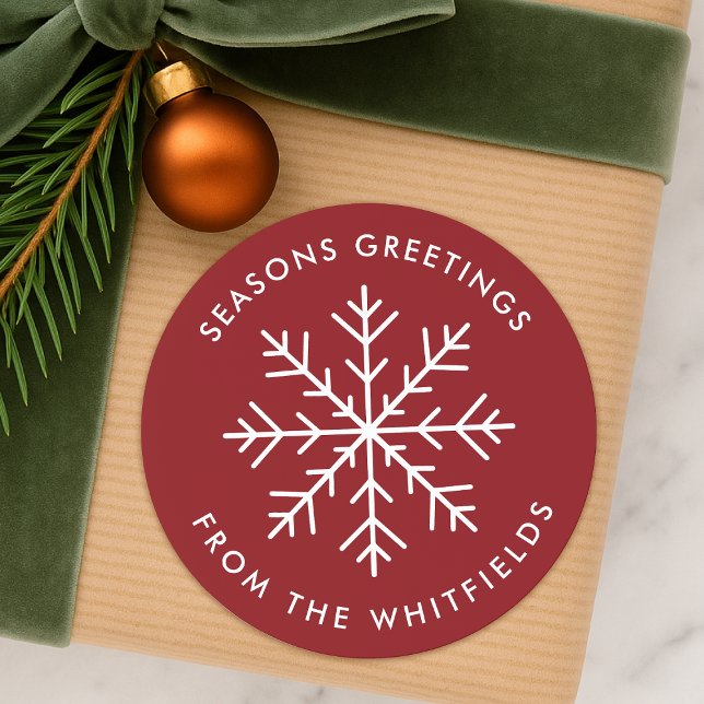 Christmas Gift Label | Minimal Snowflake Stickers (A Christmas snowflake sticker label - perfect for gift wrapping or holiday card envelope seals)