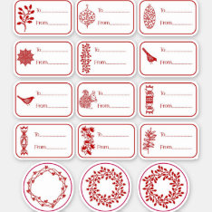 Christmas Gift Label Red And White at Zazzle