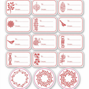 Christmas Gift Label Red and White