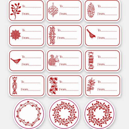 Christmas Gift Label Red And White