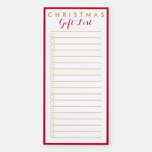 Christmas Gift List Simple Classy Red Border Magnetic Notepad