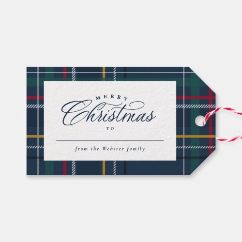 Christmas gift navy plaid classic elegant gift tags