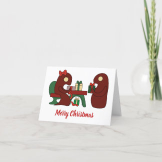 Christmas gift packing monsters thank you card