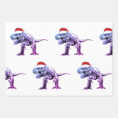 CHRISTMAS GIFT PAPER SET DINOSAURS WITH SANTA HAT (Front 2)