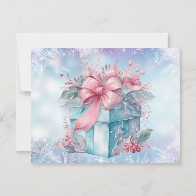 Christmas Gift Pastel Blue and Pink Ribbon (Front)