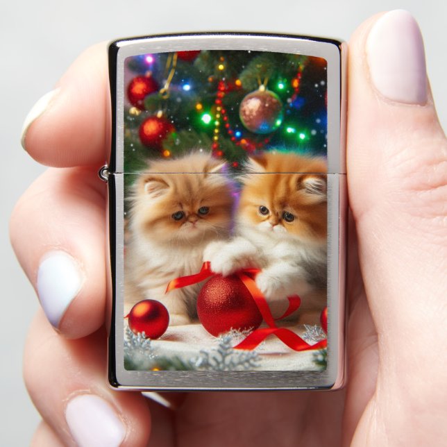 Christmas Gift Persian Cats AI  Zippo Lighter (In Hand)