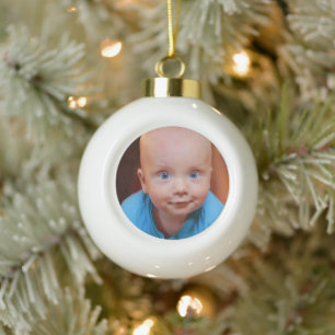 Christmas Gift Personalized Family Photo  Ceramic Ball Christmas Ornament