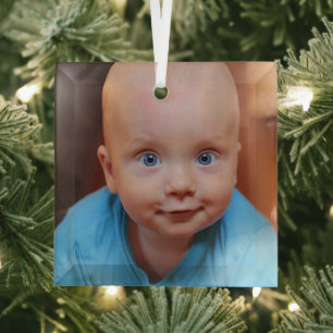 Christmas Gift Personalized Family Photo Glass Ornament