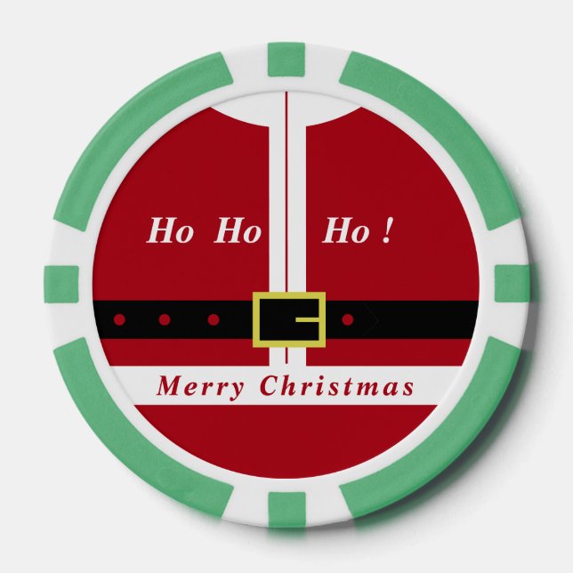 Christmas Gift Poker Chips with Funny Santa Design (Front)