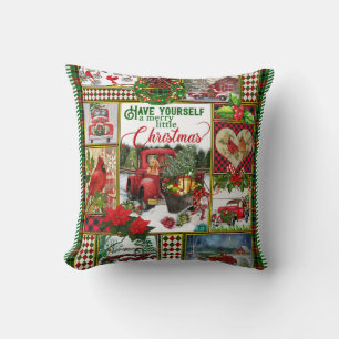 Christmas Gift Red Truck Car Christmas Blanket Throw Pillow