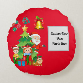 Christmas Gift Round Throw Pillow