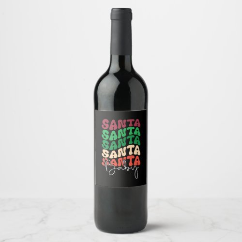 Christmas Gift Santa Baby Retro Christmas Wine Label