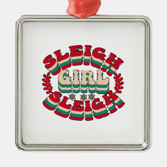 Christmas Gift Sleigh Girl Sleigh Metal Ornament (Front)
