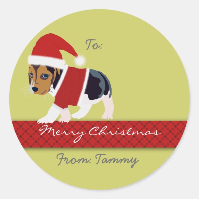 Christmas Gift Sticker (Dog) - Customizable (Front)