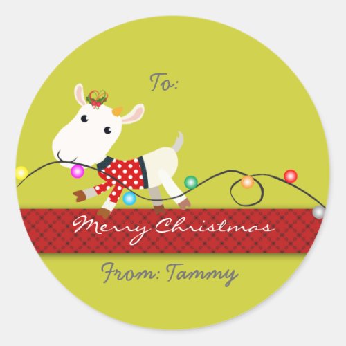 Christmas Gift Sticker Goat Kid _ Customizable