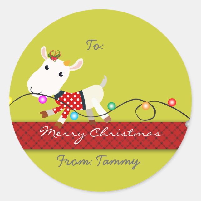 Christmas Gift Sticker (Goat Kid) - Customizable (Front)