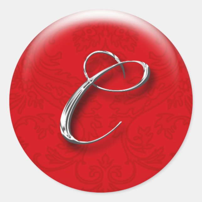 Christmas Gift Sticker Red Monogram (Front)