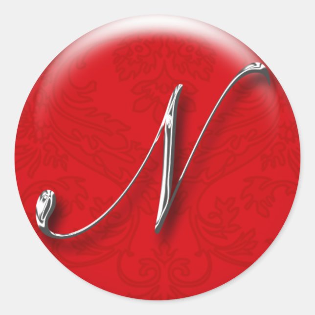 Christmas Gift Sticker Red Monogram (Front)