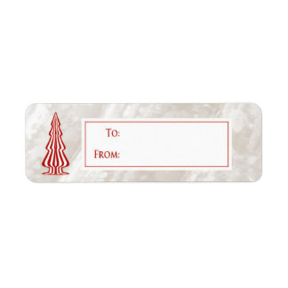 Christmas Gift sticker Red & White Tree on texture