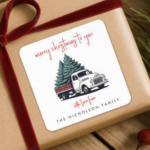 Christmas Gift Sticker   Tree Truck Holiday Labels