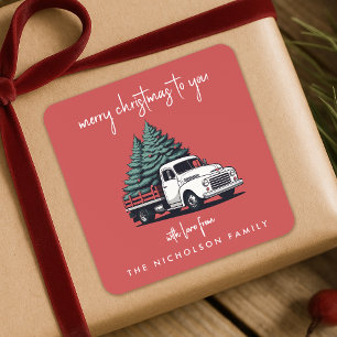 Christmas Gift Sticker   Tree Truck Holiday Labels