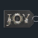 Christmas Gift Tag chalkboard Floral Alphabet JOY<br><div class="desc">This is a beautiful watercolor painted Christmas Gift Tag with Festive Floral Alphabet JOY Snow Winter. Festive and beautiful with chalkboard background! holidayz18</div>