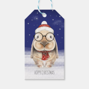 Christmas Gift Tag - Cute Bunny on a Starry Night