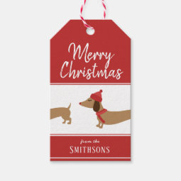 Christmas Gift Tag Dachshund Personalized Doxie | Zazzle