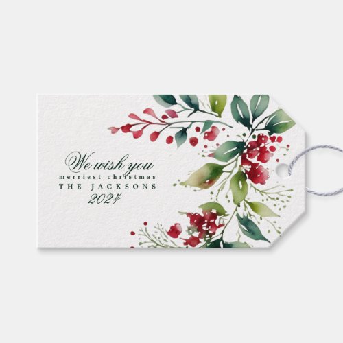 Christmas Gift Tag Floral Watercolor Chalkboard